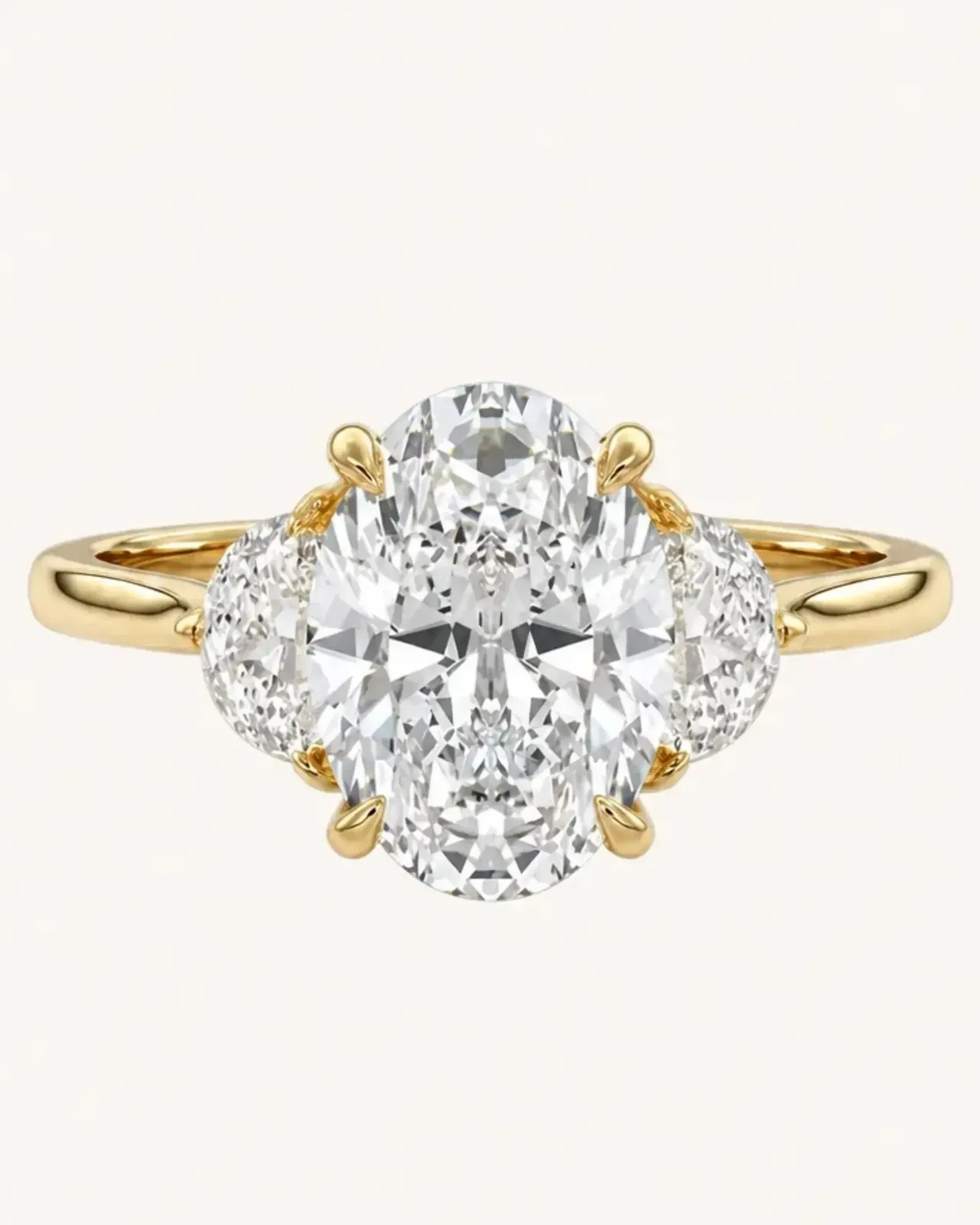 Saha Oval with Half Moon accents Trilogy Ring